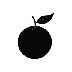 Orange Silhouette with Leaf on White