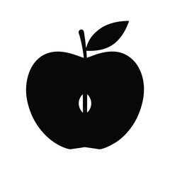 Apple slice black and white illustration