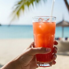 Obraz premium Summer Cocktail with Ocean View