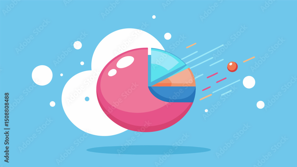 Poster a burst bubble with data floating away like a popped bubble.. vector illustration