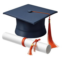 graduation cap and diploma