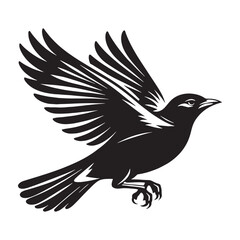 Open wing Mynah silhouette in simple style – Mynah illustration – Minimalist Mynah vector – Bird silhouette – Bird vector

