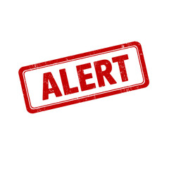 Alert red grunge rubber stamp isolated on transparent background, png image 