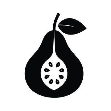 recommend clip art: Papaya fruit cut in half silhouette