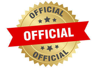 Obraz premium official. official round red and gold label isolated on transparent background