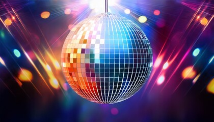 disco ball illustration multicolor music background events flyers etc with space for text