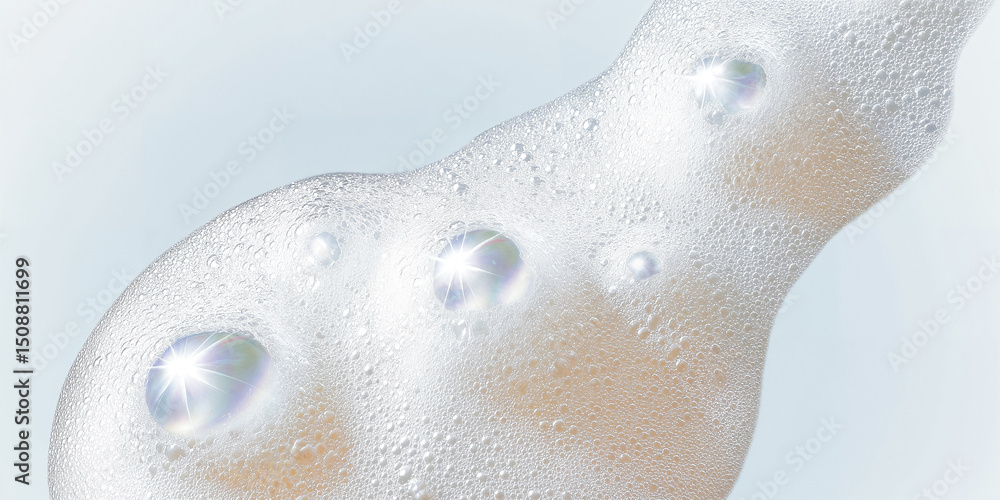 Poster soft white foam with sparkling bubbles creating a clean and fresh background