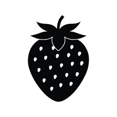 Strawberry Silhouette on White Background Vector Illustration