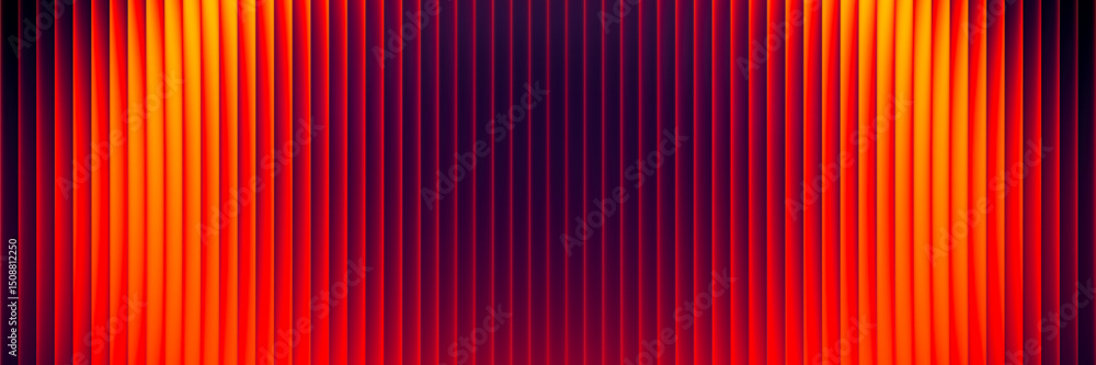 Poster intense flowing gradient of fiery red yellow glow through fractal glass. vibrant stripes with color 