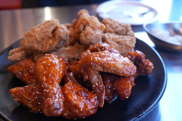 Sweet and Spicy Korean Fried Chicken, Yangnyeom Chicken - 韓国料理 鶏のから揚げ ヤンニョムチキン	
