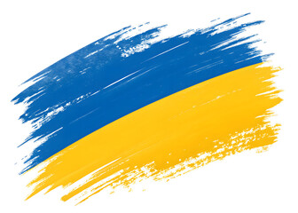 Ukrainian flag grunge brush stroke isolated on transparent background