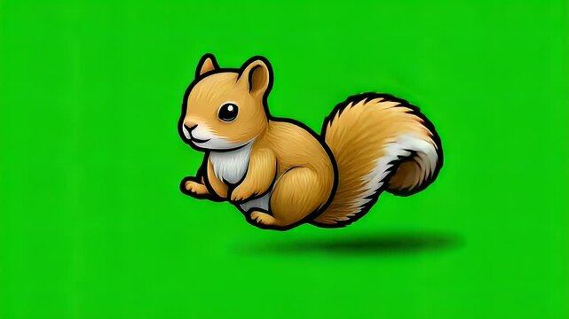 Cartoon squirrel illustration against green background