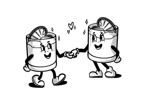 Negroni Love &ndash; Retro Cartoon Cocktail