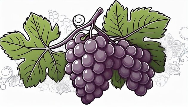 grape bunch with grape leaf graphic design