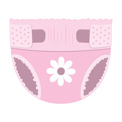 Cartoon-style baby absorbent diapers. Vector illustration for packaging diapers and other products for newborns