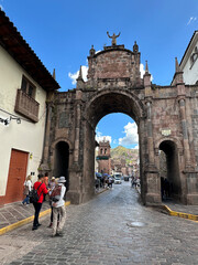 Panoramic views of the iconic cobblestone streets in the beautiful city of Cusco, Peru. A charming historic cityscape with colonial architecture, Inca heritage, and rich cultural atmosphere in the hea