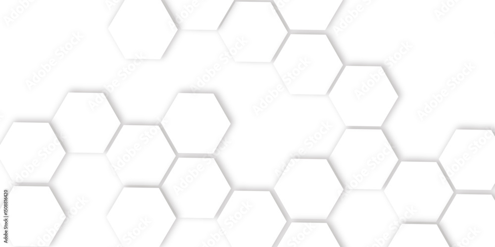 Aufkleber clean, modern background with white hexagons and subtle gray shadows, creating a modern geometric pa