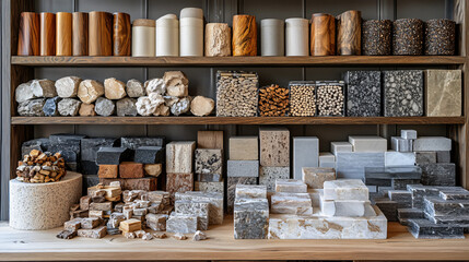 Display of Natural and Artificial Stone Samples for Design Inspiration