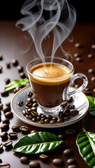 cup of coffee with beans