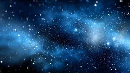 Deep space view with blue stars and galaxy background