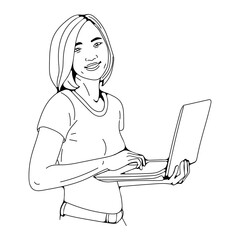 Asian woman using a laptop