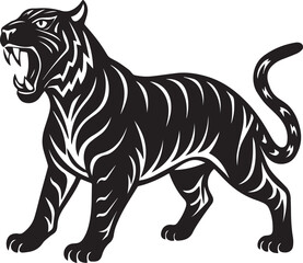 Obraz premium Majestic Tiger Vector Illustration – Bold, Fierce, and Wild-Inspired Artwork in Clean Lines and Striking Detail for Digital, Print, or Branding Use