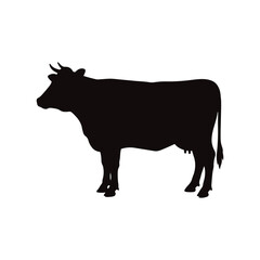 Animal cow silhouette vector flat illustration design.