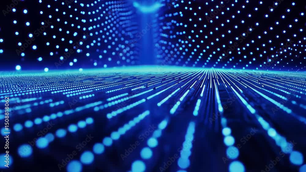 Aufkleber abstract technology background with blue light data, digital network connection.