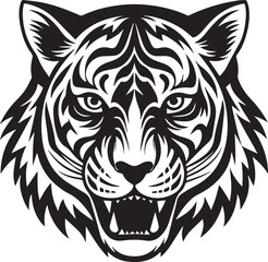 Fototapeta premium Majestic Tiger Vector Illustration – Bold, Fierce, and Wild-Inspired Artwork in Clean Lines and Striking Detail for Digital, Print, or Branding Use