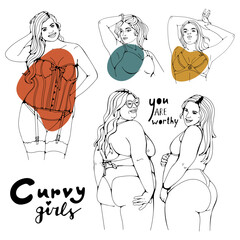 Curvaceous women collection in vector