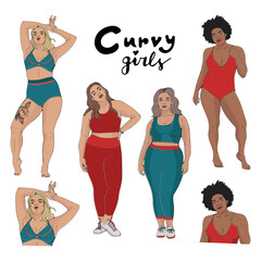 Curvaceous women collection in vector