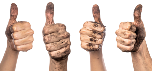 Four hands showing thumbs up gesture, symbolizing approval and positivity.