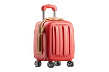 PNG Red hard shell rolling suitcase with handle and wheels for travel