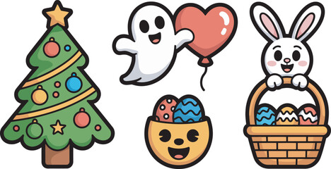 Naklejka premium easter bunny with eggs