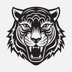 Majestic Tiger Vector Illustration &ndash; Bold, Fierce, and Wild-Inspired Artwork in Clean Lines and Striking Detail for Digital, Print, or Branding Use