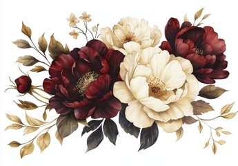 Bouquet of Burgundy and White Peonies