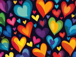 Colorful Layered Hearts Pattern