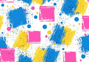 Abstract Paint Splatter and Geometric Pattern