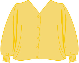 a yellow cardigan