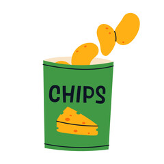 Cheese flavored chips vector illustration.