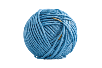 PNG Blue yarn ball close-up with loose strand detail