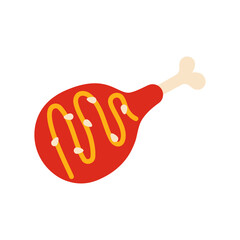 Hot chicken drumstick vector illustration.