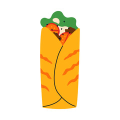 Beef burrito wrap vector illustration.