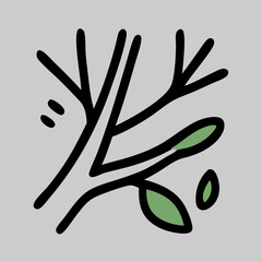 This tree branch icon with green leaves is suitable for nature-themed designs, eco-friendly projects, and environmental apps, offering a clean, minimalist look for digital or print use.