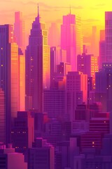 Fototapeta premium Cityscape at dawn, vibrant colors