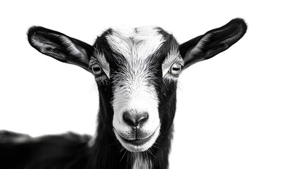 Fototapeta premium Majestic Black and White Studio Portrait of a Goat Isolated on Transparent Background