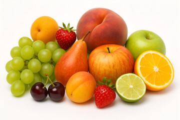 Fruit pile isolated on white