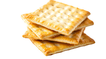 Saltine Crackers Isolated on Transparent Background for Food Packaging Design and Culinary Concepts