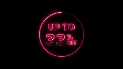  Abstract 33% Percent Off neon bright Flat Style Banner Sticker Label Popup Promotional magenta red color 4k illustration. magenta color circle 33% OFF, Sale, Discounts, Special Offers etc. 