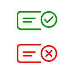 Green Check Mark and Red X Button Vector Icons